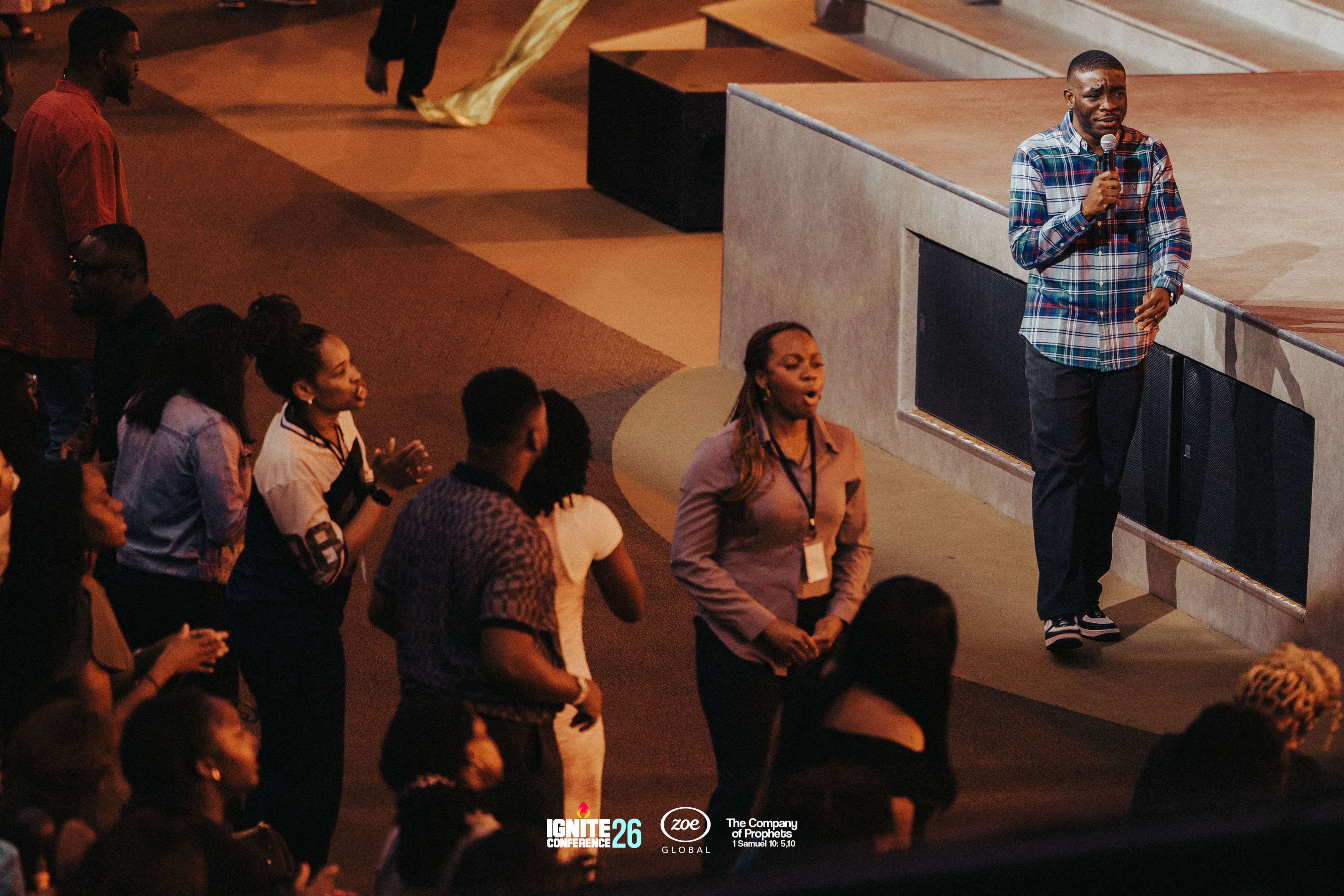 Church members gathered during a worship service